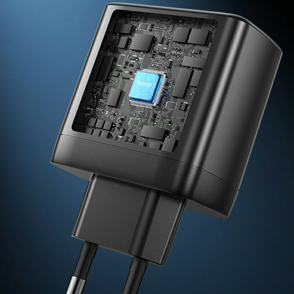 Punjač mreže Yesido YC144, 65W, 3.25A, 1 x USB-A - 2 x USB-C, Crni