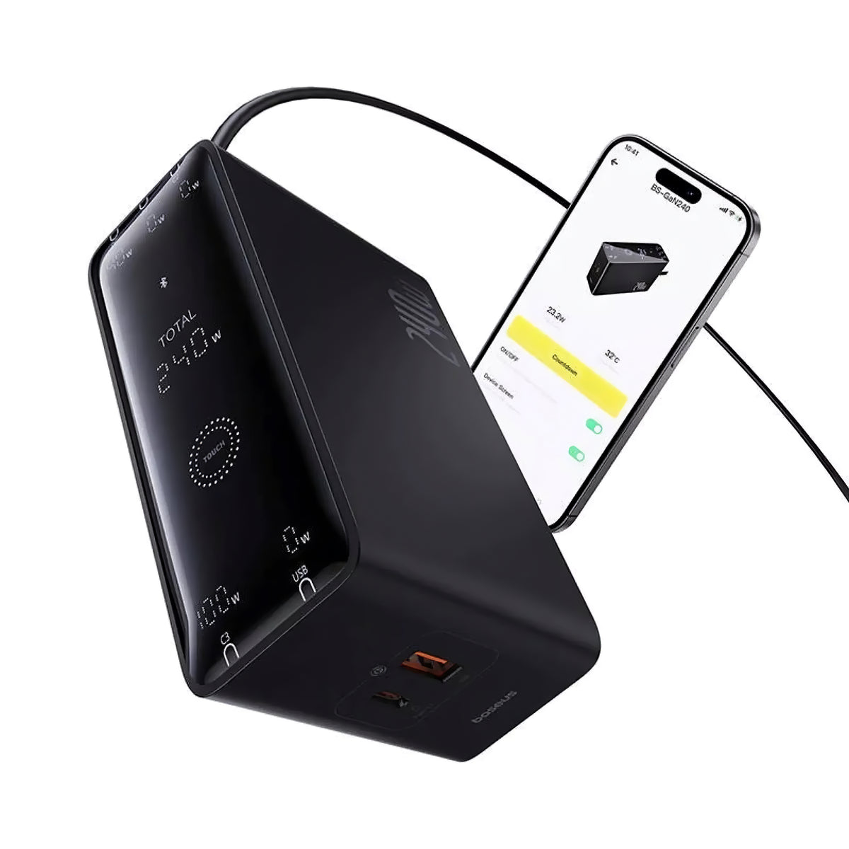 Punjač Stanica Baseus 5in1, 240W, 5A, 1 x USB-A - 3 x USB-C - 1 x DC, Crni P10163901113-00