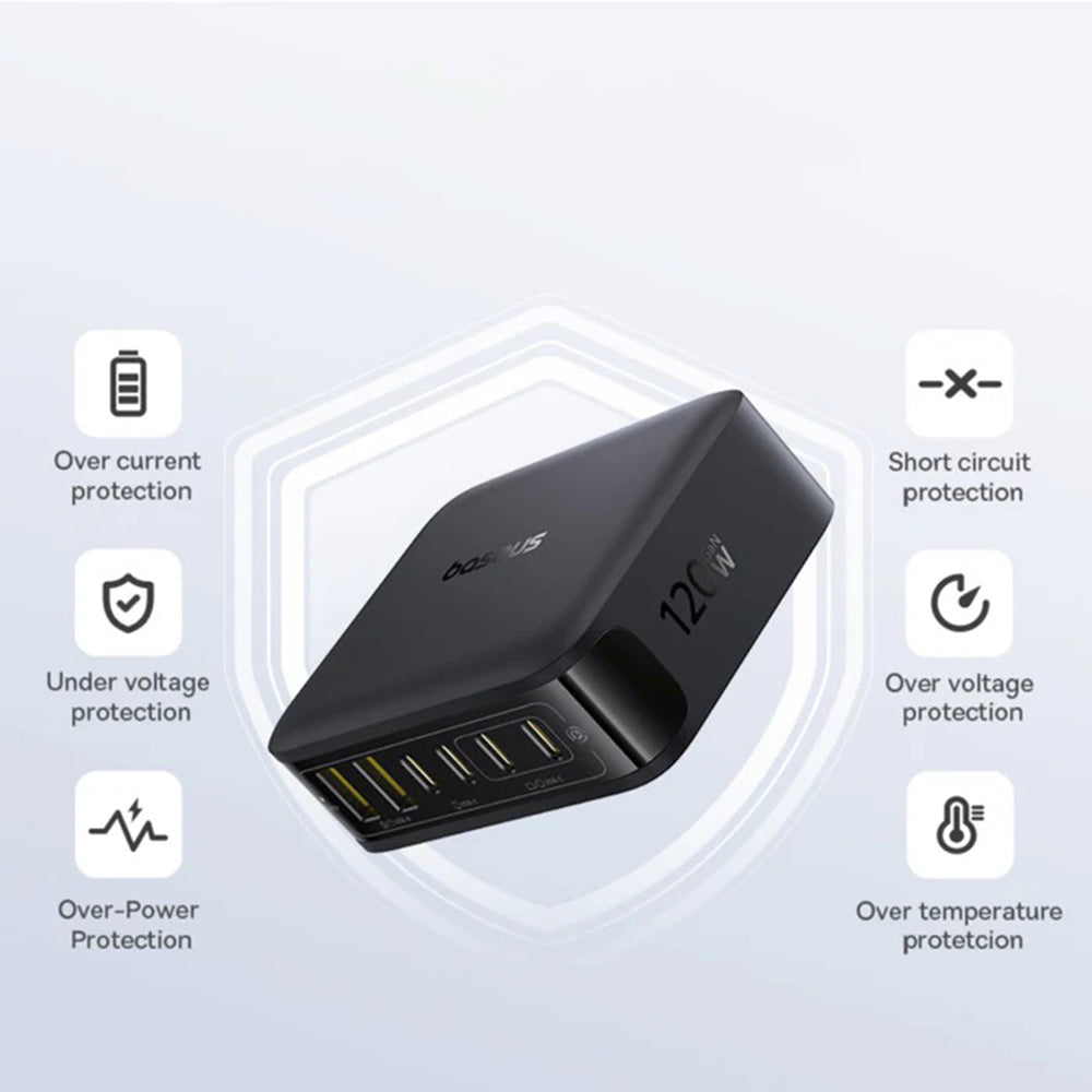 Punjač Stanica Baseus EnerFill FH21, 120W, 3.25A, 2 x USB-A - 4 x USB-C, Crni E0120T00