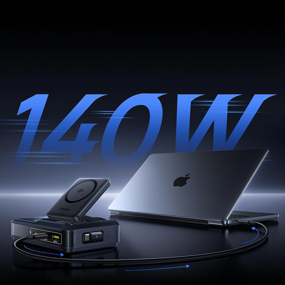 Punjač Stanica Baseus Nomos NH21 QI 5in1, 160W, 5A, 1 x USB-A - 2 x USB-C, Crna E0121700