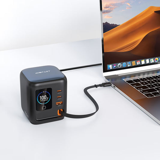 Punjač stanica s USB-C kabelom Acefast Z10, 100W, 1 x USB-A - 2 x USB-C, Crna