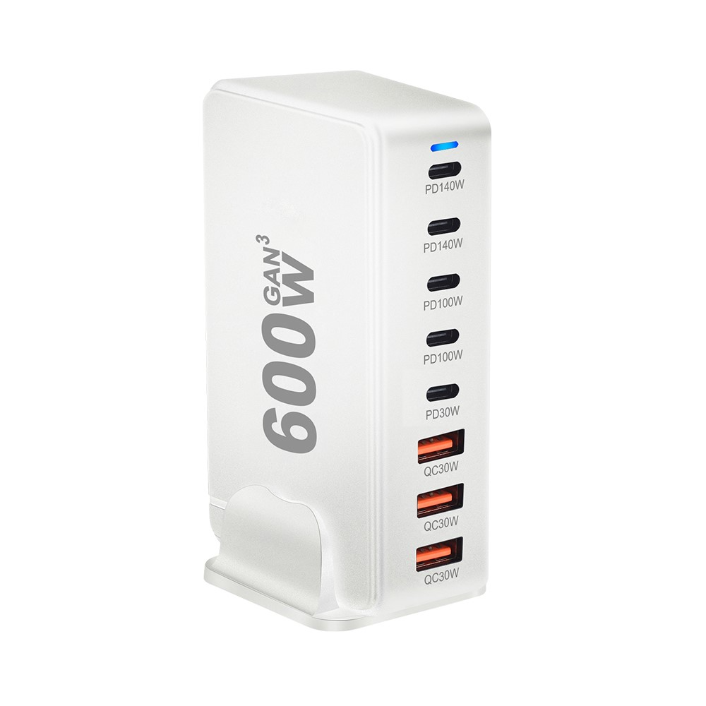 OEM Stanica punjač, 600W, 4 x USB-A - 4 x USB-C, Bijela