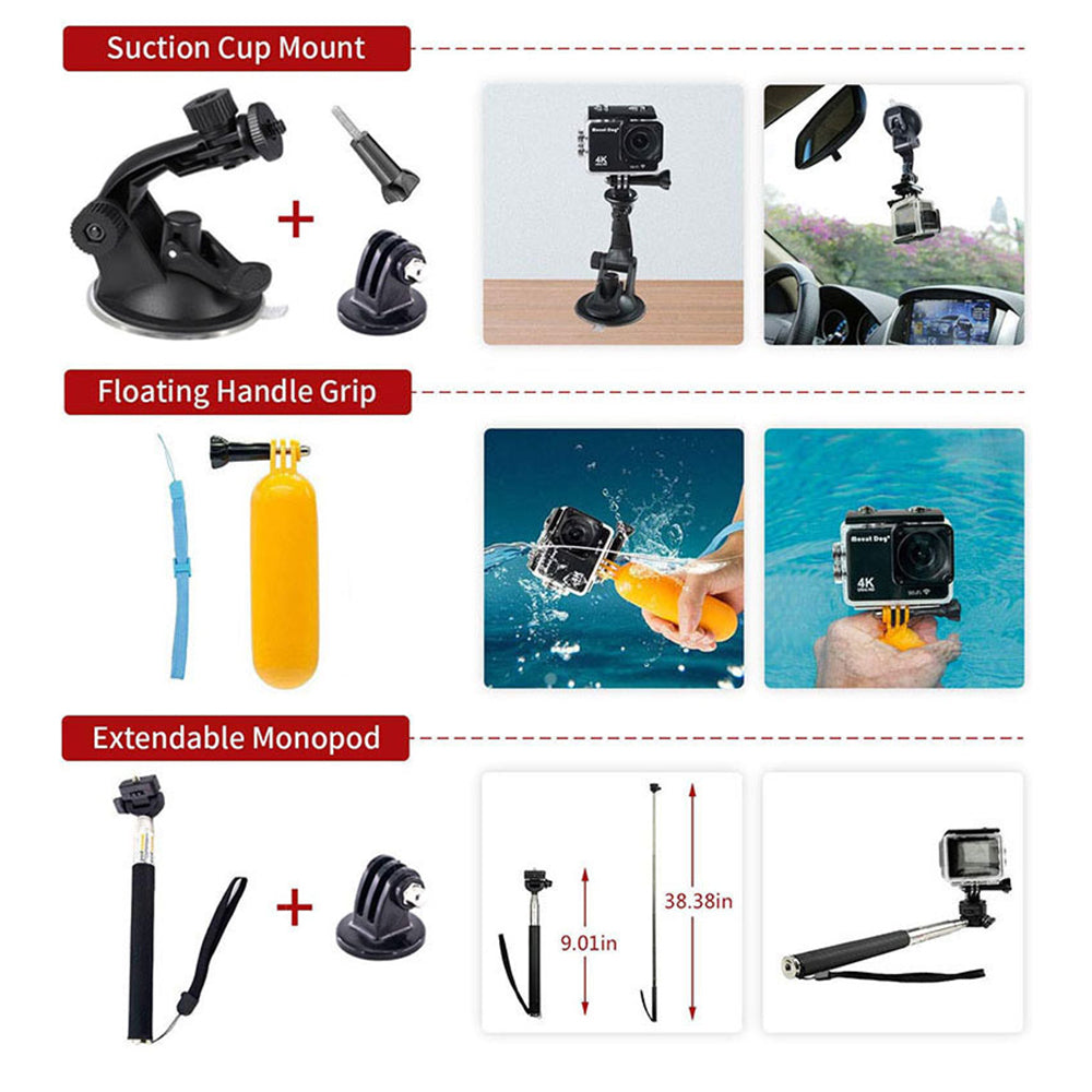 Kit dodataka za sportsku kameru Techsuit SA15 za GoPro / SJCAM serije, 15 u 1, crni