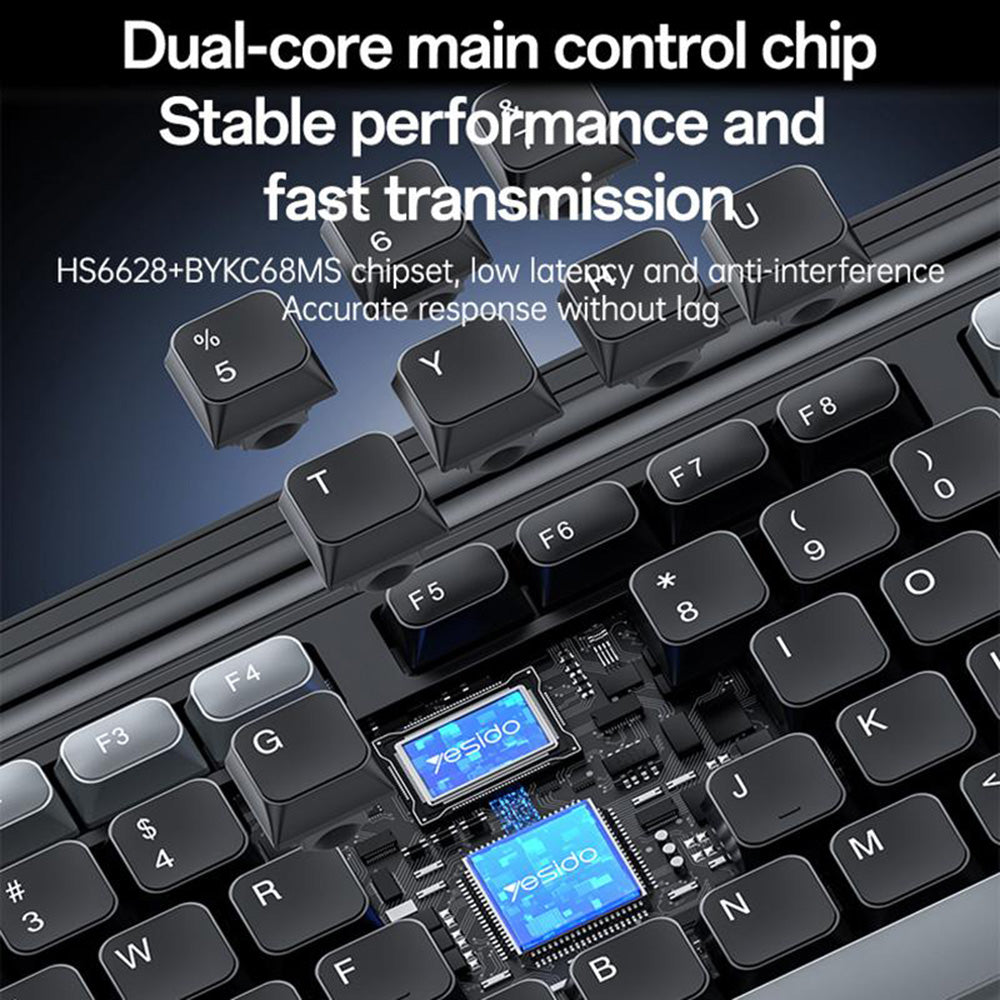 Kit Tipkovnica i Miš Wireless Yesido KB43, Crni