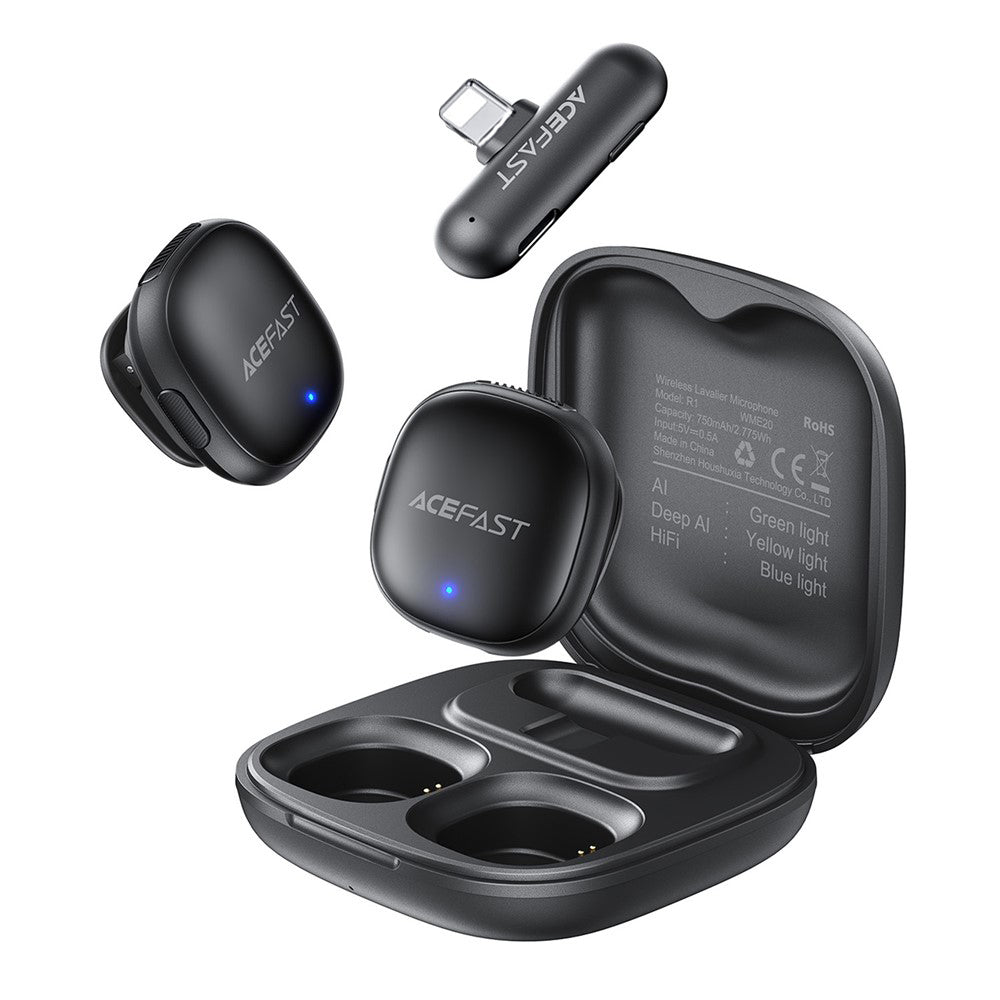 Lavaliera Acefast R1, Lightning, Set 2 komada, Crna