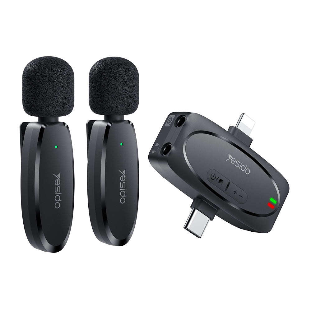 Lavaliera Yesido KR15, USB-C / Lightning, Set 2 komada, Crna