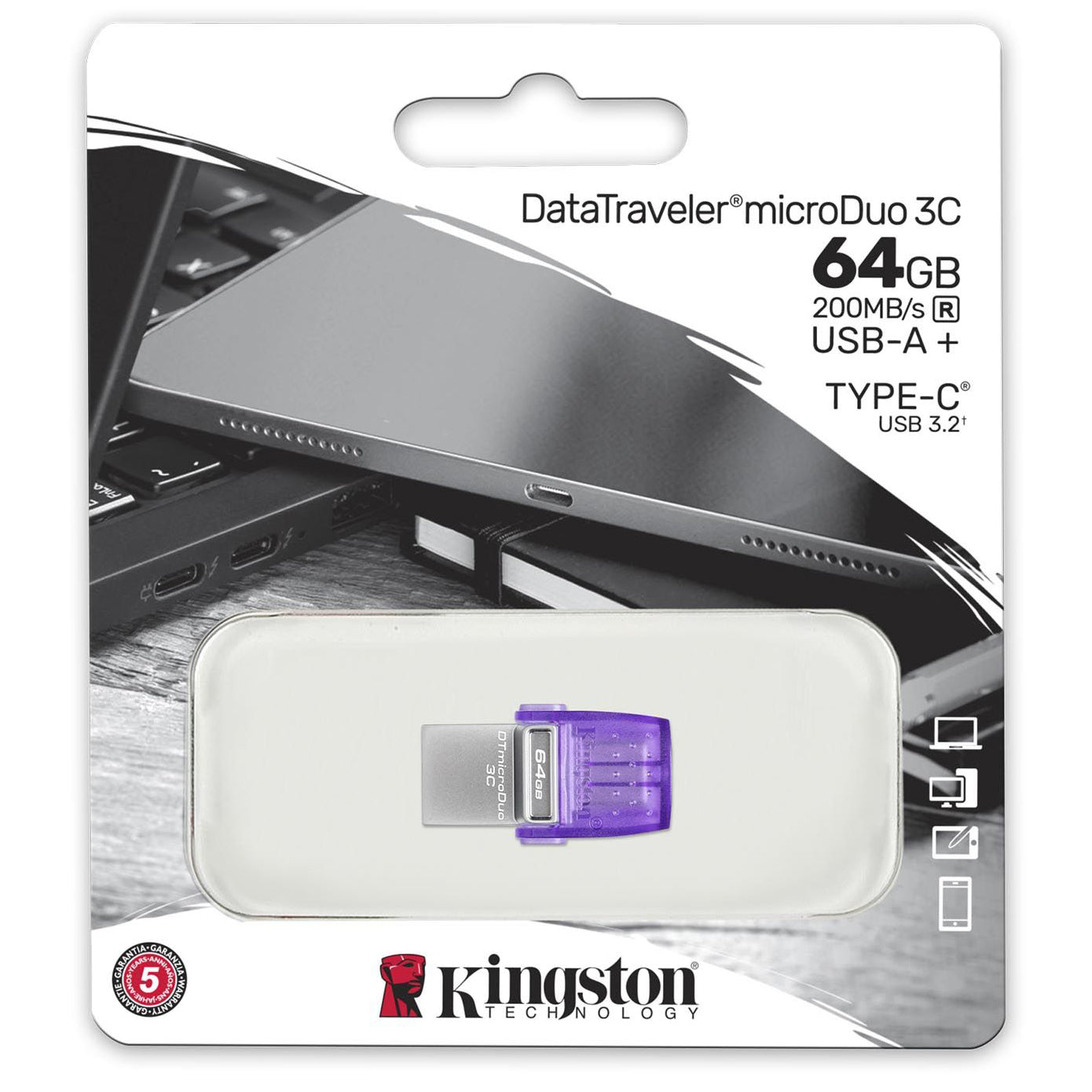 Vanjska memorija USB-A 3.2 / USB-C Kingston microDuo 3C, 64Gb DTDUO3CG3/64GB