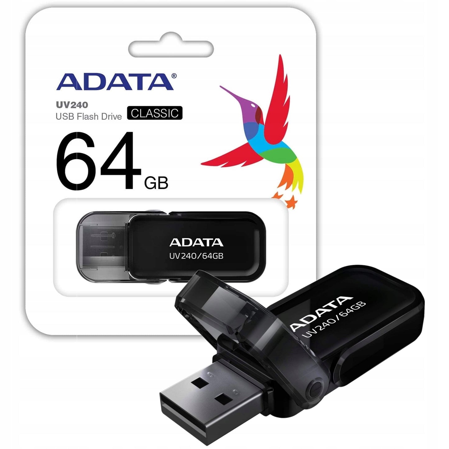 Vanjska memorija USB-A Adata UV240, 64Gb AUV240-64G-RBK