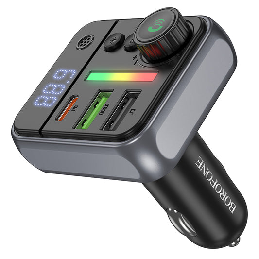 FM Bluetooth modulator Borofone BC50 Ascenso, 2 x USB-A - 1 x USB-C