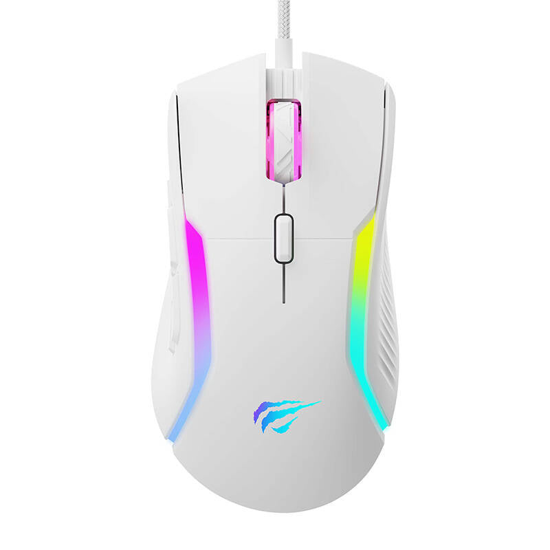 Gaming miš s kabelom USB HAVIT MS1033, RGB, 800DPI - 8000DPI, Bijeli