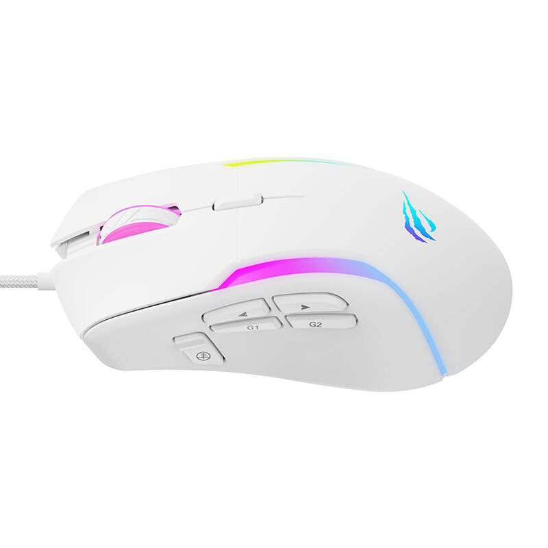 Gaming miš s kabelom USB HAVIT MS1033, RGB, 800DPI - 8000DPI, Bijeli