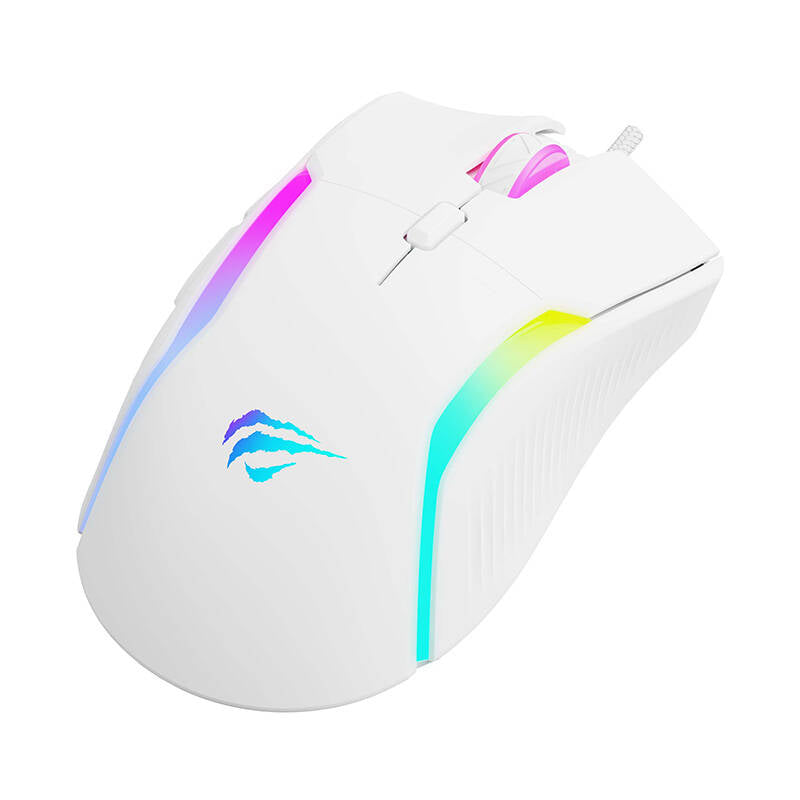 Gaming miš s kabelom USB HAVIT MS1033, RGB, 800DPI - 8000DPI, Bijeli