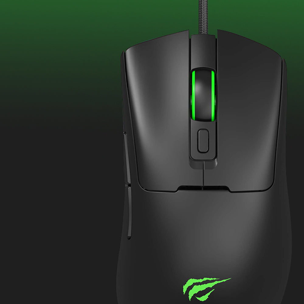 Gaming miš s kabelom USB HAVIT MS966, RGB, 800DPI - 12000DPI, 1.6m, Crni
