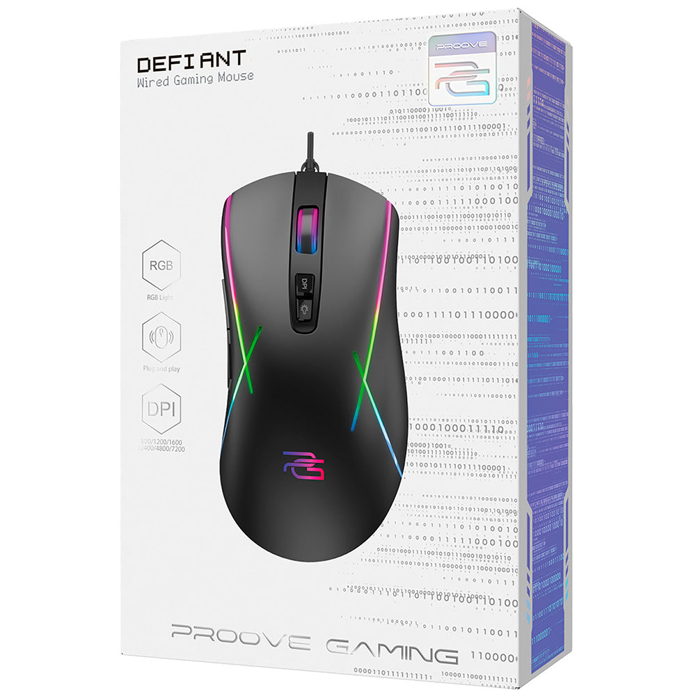 Gaming miš s kabelom USB Proove Defiant, RGB, 7200DPI, Crni CMDE00000102