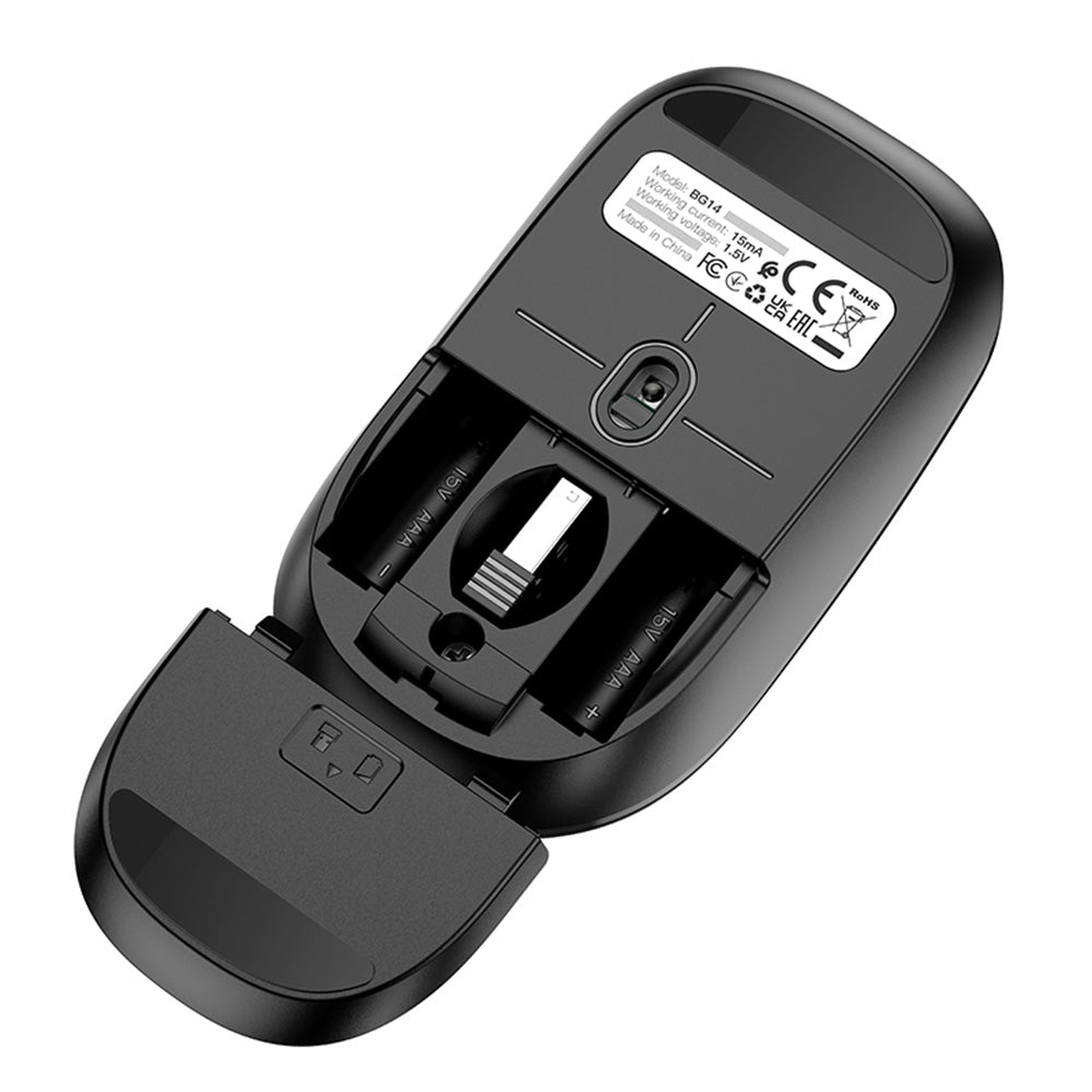 Bežični miš Borofone BG14 Planet, 1000DPI, BT / Wi-Fi, Crni