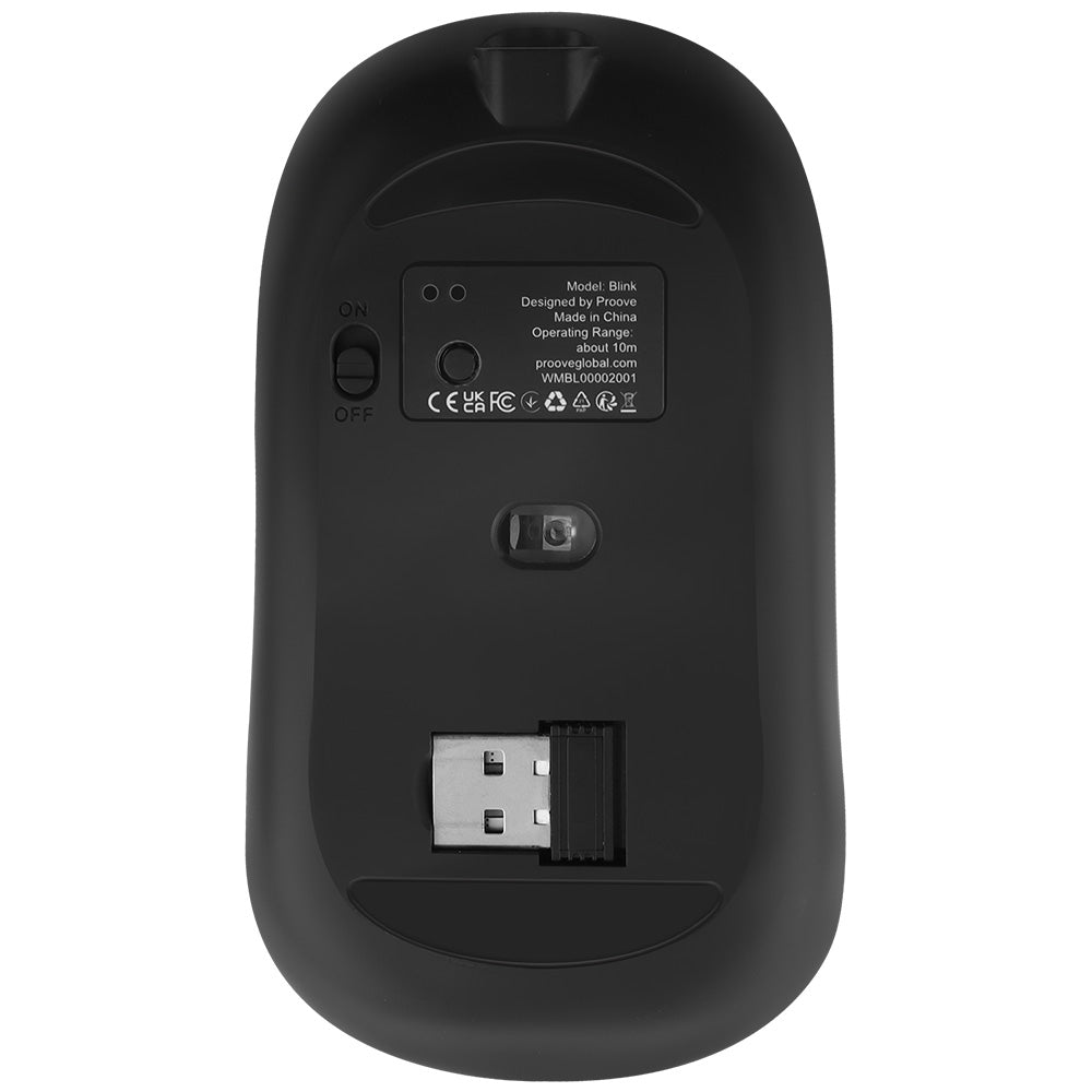 Bežični miš Proove Blink, RGB, 800DPI - 1600DPI, BT / Wi-Fi, Crni WMBL00002001
