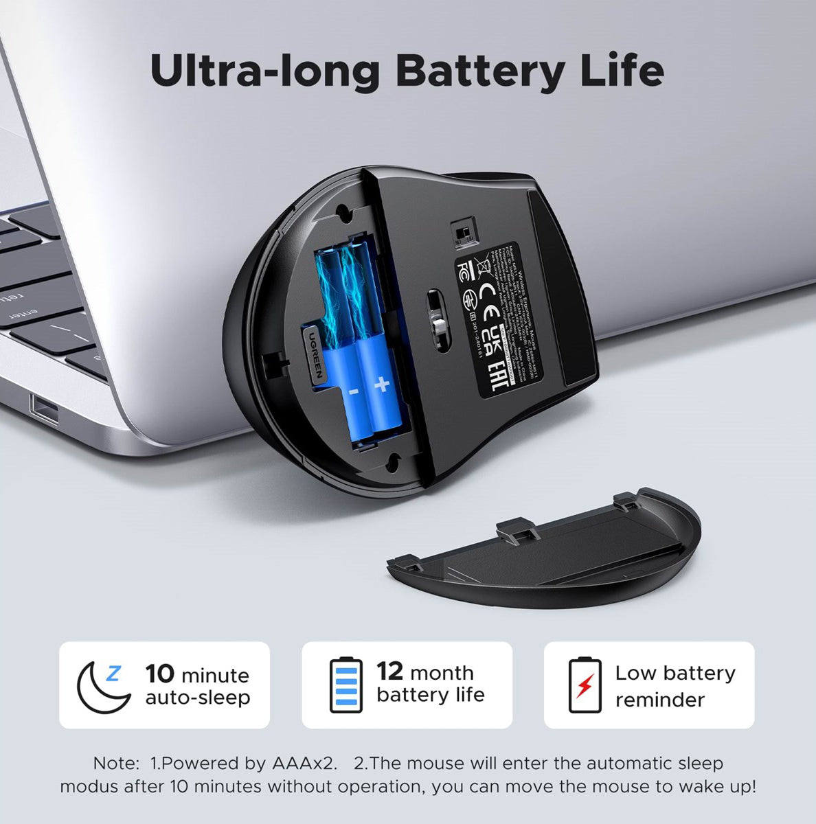 Bežični miš UGREEN M511, 1600DPI, Crni