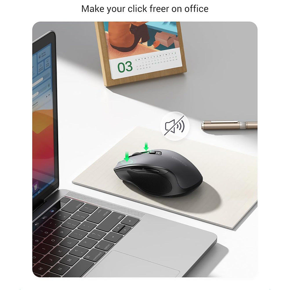 Bežični miš UGREEN MU006S (85082), 4000DPI, BT / Wi-Fi, Sivi