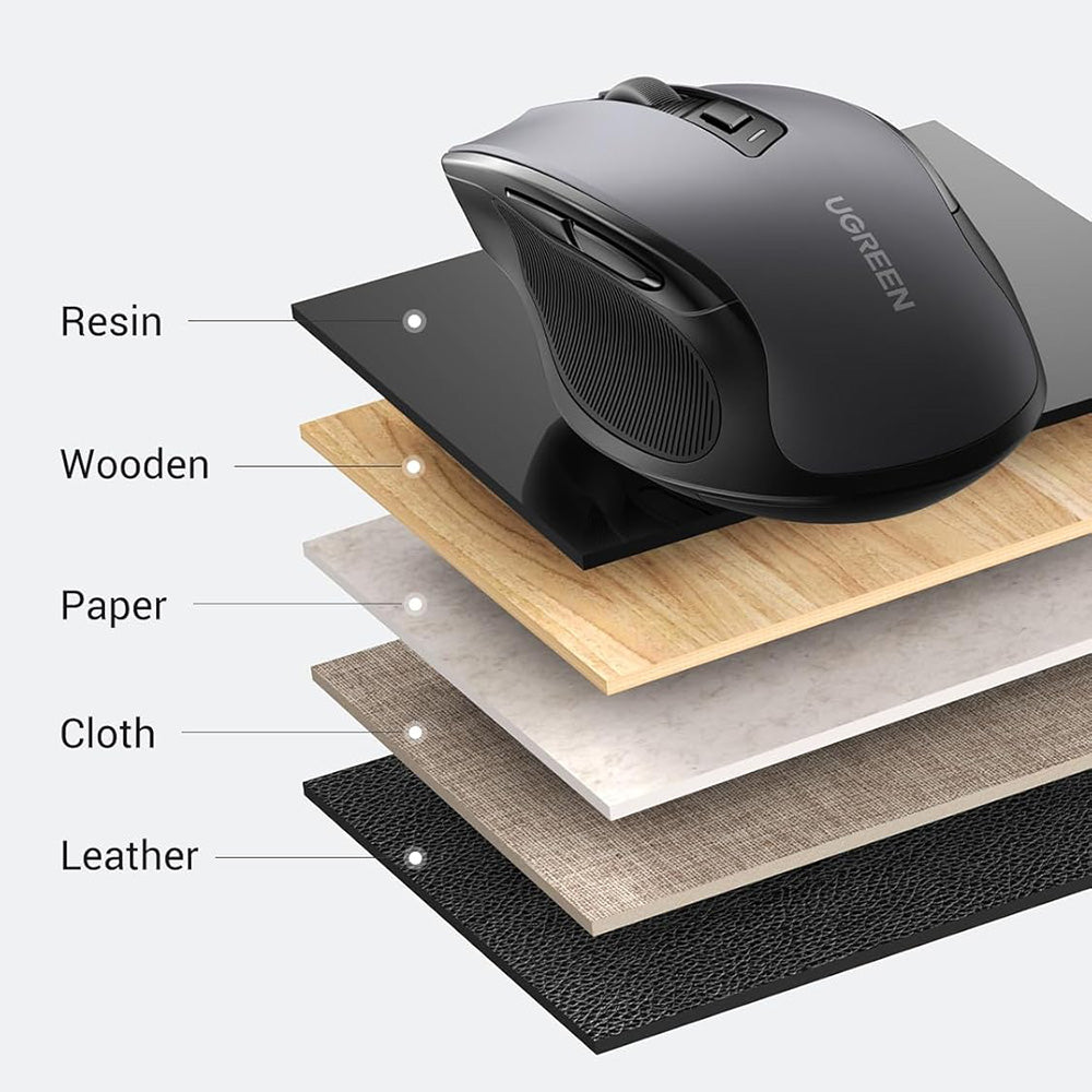 Bežični miš UGREEN MU006S (85082), 4000DPI, BT / Wi-Fi, Sivi