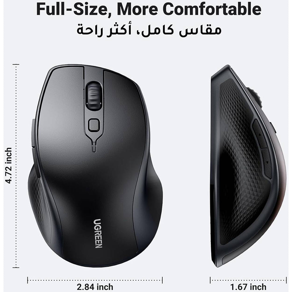 Bežični miš UGREEN MU101, 4000DPI, BT / Wi-Fi, Crni