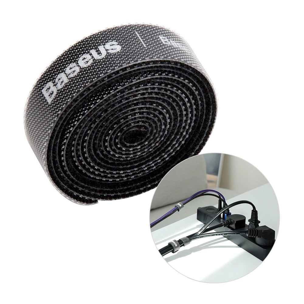 Organizator kabela Baseus Circle, Velcro, 1m, crni ACMGT-E01