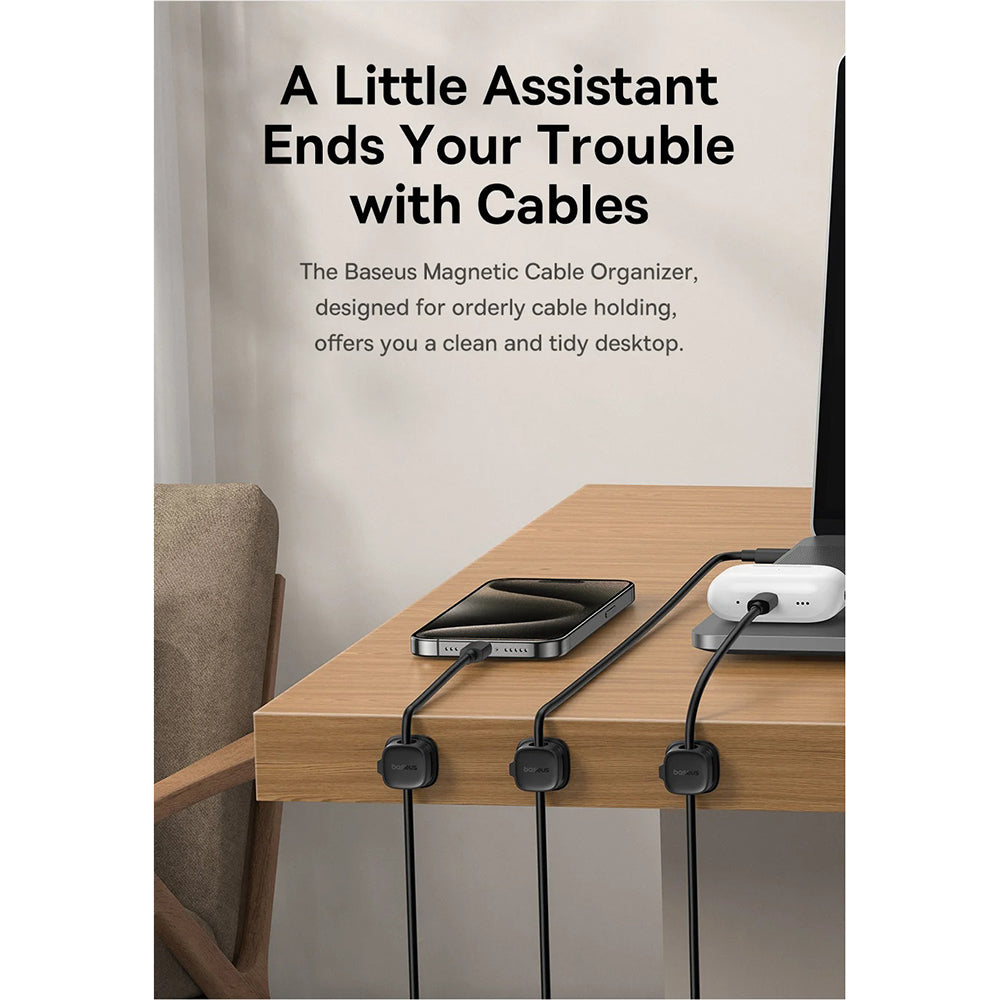 Organizator kabela Baseus Lite Magnetic, Set 3 Komada, Bijeli B01331106211-00