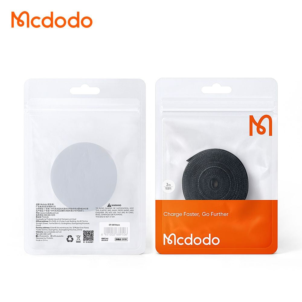 Organizator kabela McDodo VS-0961 Belt, Velcro, 3m, Crni