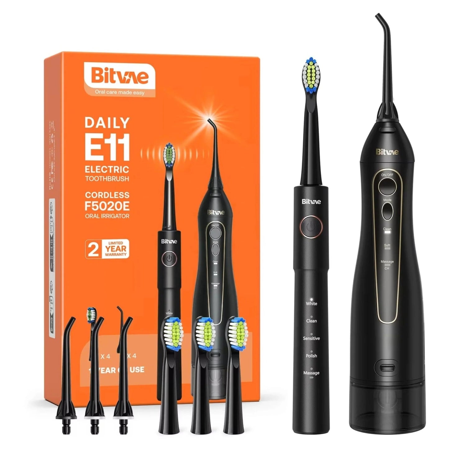 Električna četkica za zube i oralni irigator Bitvae E11 + F5020E, Crna