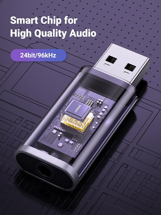 USB zvučna kartica UGREEN CM383, 1 x Jack 3.5mm, Siva