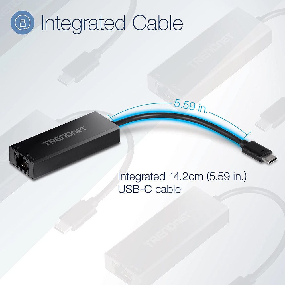 Mrežna kartica Techsuit AC20, RJ45, USB-C, Crna