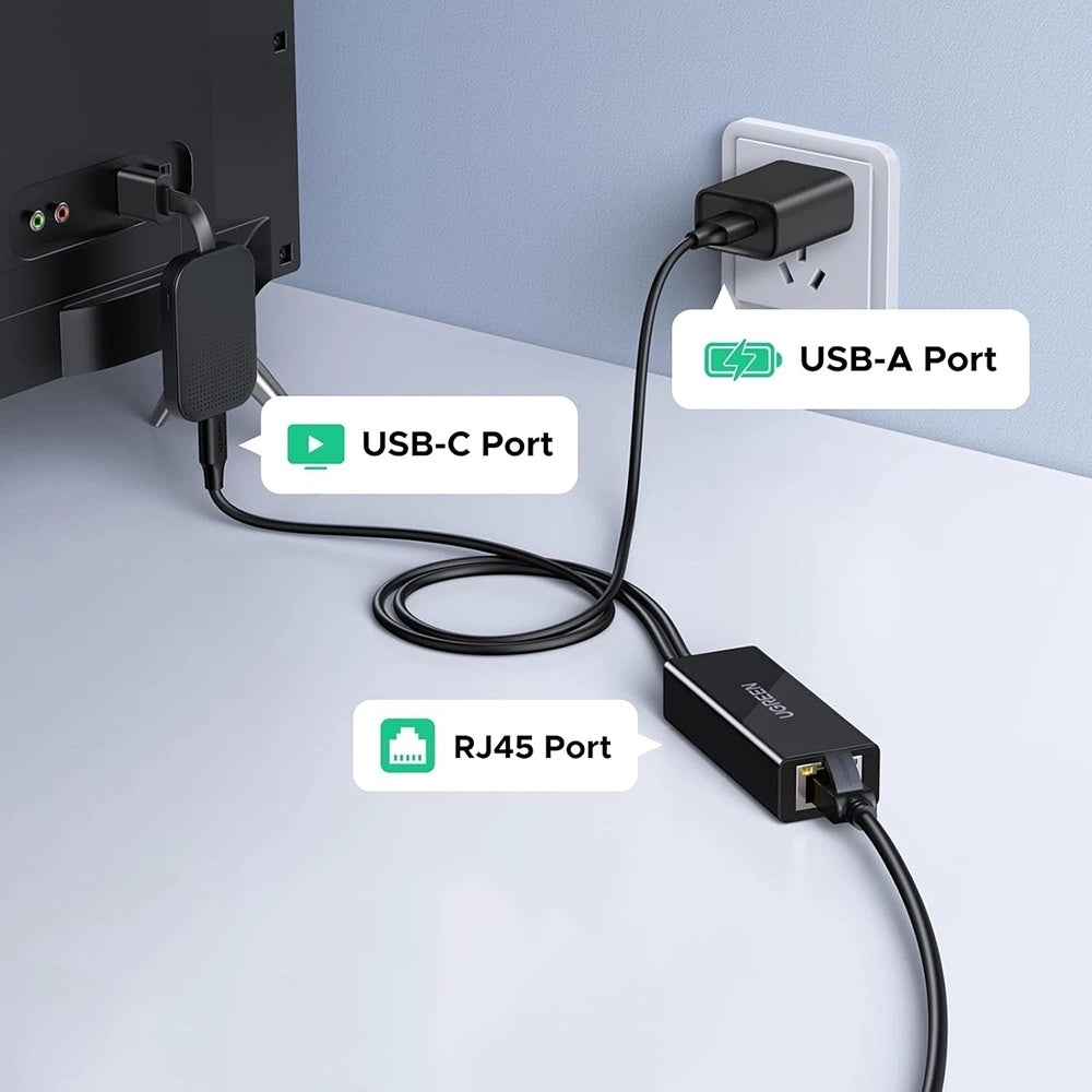 Mrežna kartica UGREEN CR110 (75535), RJ45, USB / USB-C, Crna