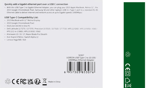 Mrežna ploča UGREEN US236, RJ45, USB-C, Crna