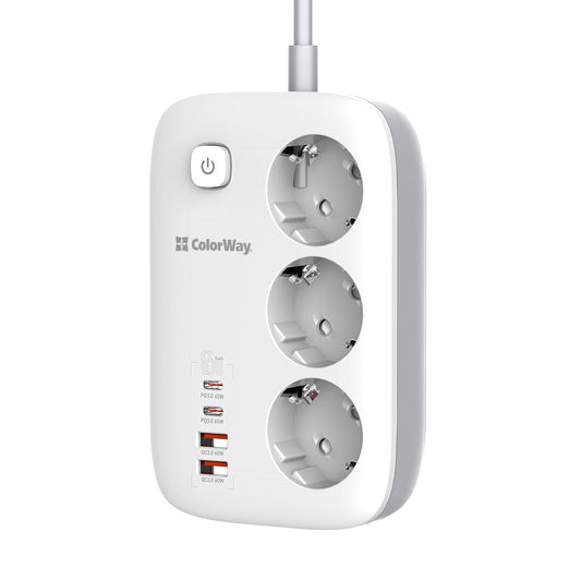 Produžni kabel ColorWay, 3 x Schuko, Bijeli