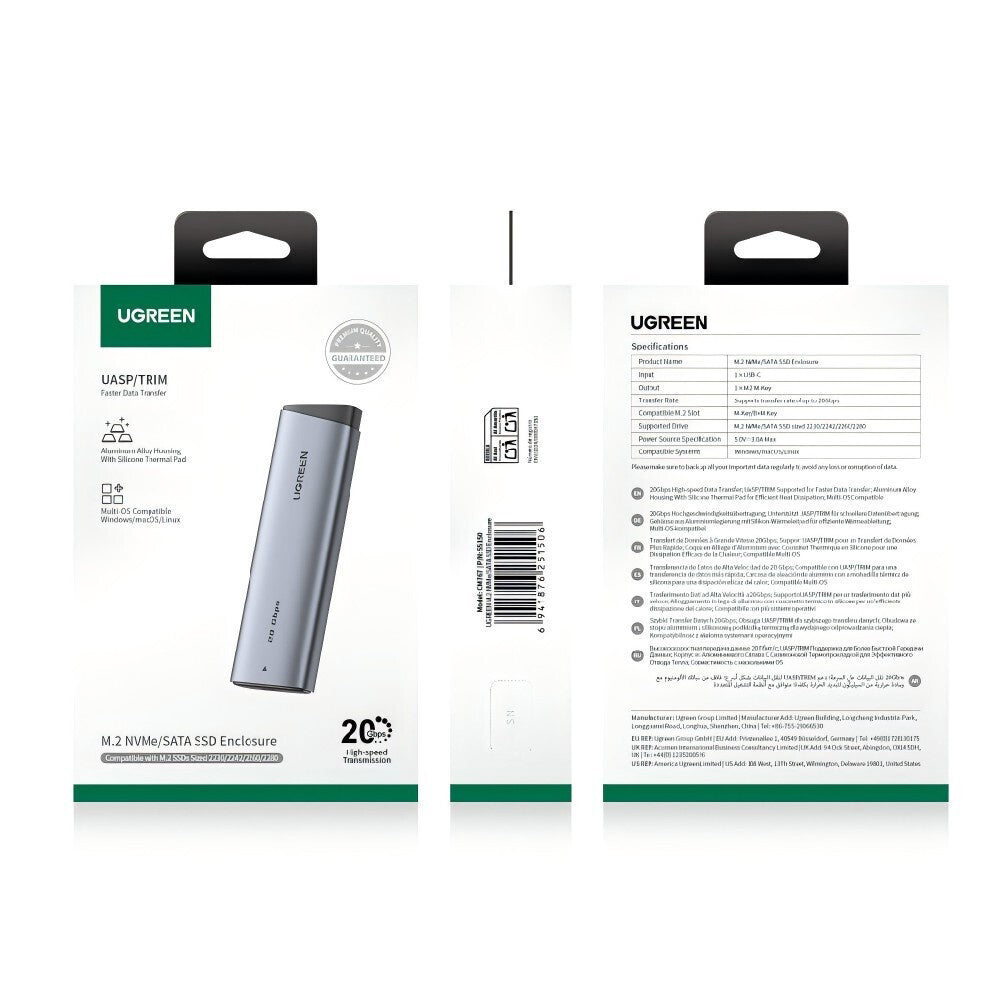 Rack UGREEN CM767 (55150) za SSD M.2 NVMe, Sivi