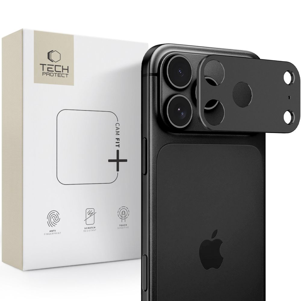 Stražnji zaštitni okvir kamere Tech-Protect Camalloy Fit+ za Apple iPhone 18 Pro, aluminij, crna