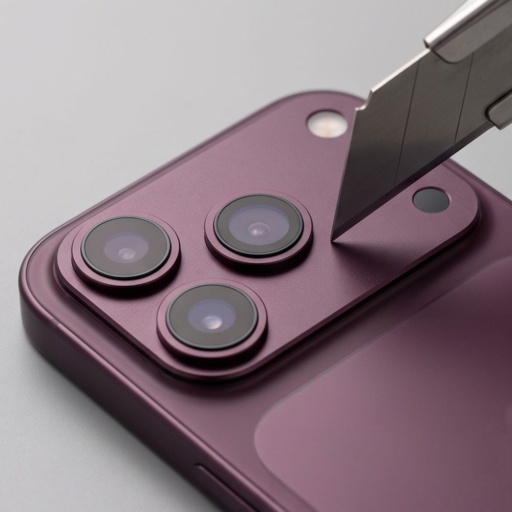 Okvir za zaštitu stražnje kamere Tech-Protect Camalloy Fit+ za Apple iPhone 18 Pro Max, aluminij, bordo boje