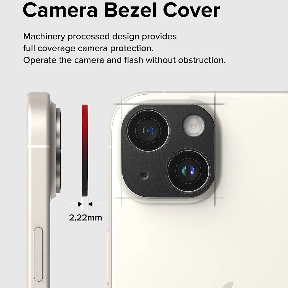 Okvir zaštite stražnje kamere Ringke Styling za Apple iPhone 15 Plus / 15, Aluminij, Crni