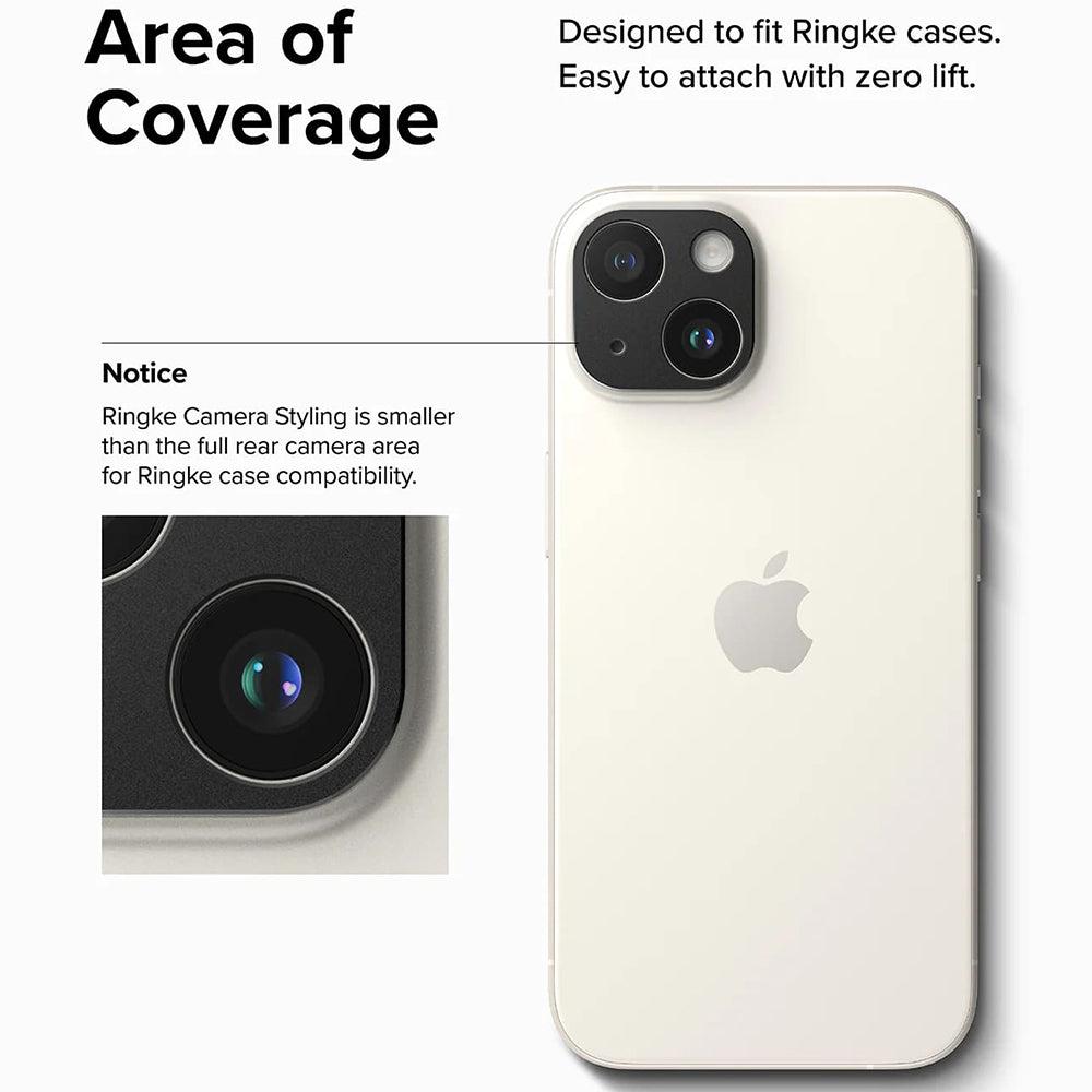 Okvir zaštite stražnje kamere Ringke Styling za Apple iPhone 15 Plus / 15, Aluminij, Crni