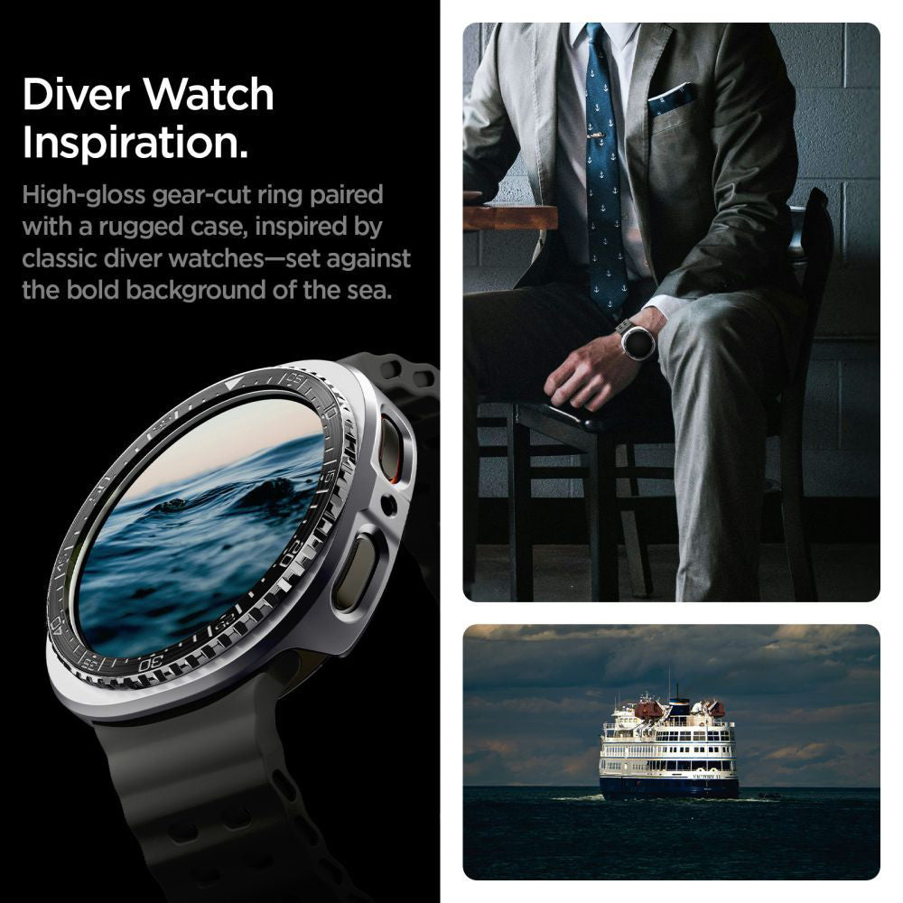 Okvir zaštite Spigen Tune Pro Diver za Samsung Galaxy Watch8 44mm, Crni