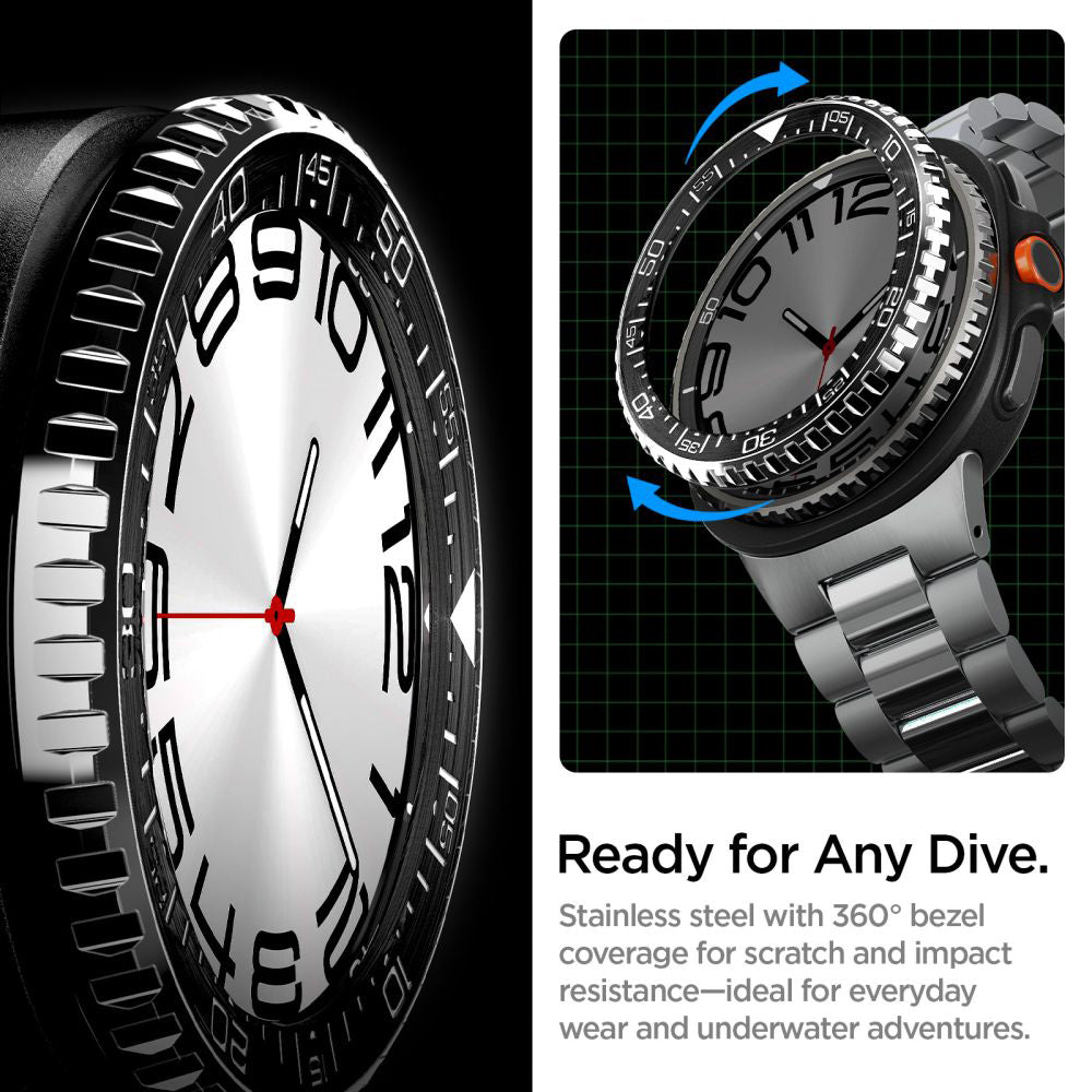 Okvir zaštite Spigen Tune Pro Diver za Samsung Galaxy Watch8 Classic, Crni