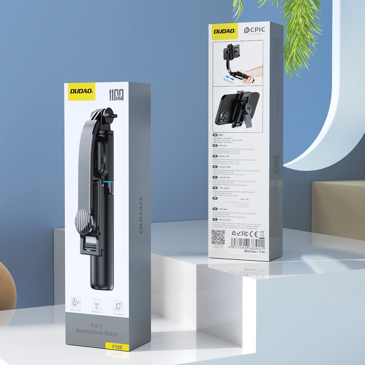 Selfie Stick Bluetooth Dudao F18S 4in1, Univerzalni, Crni