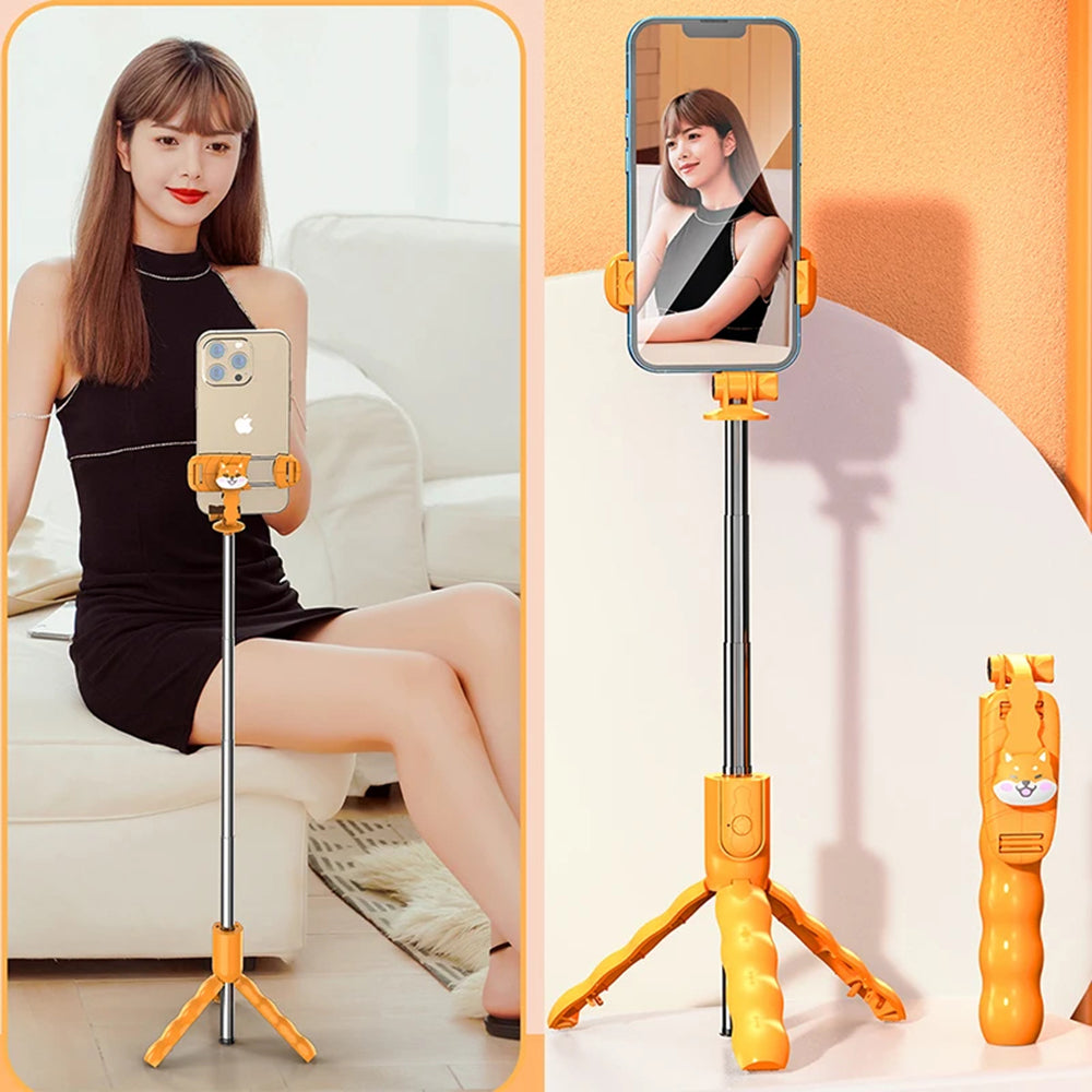Selfie Stick Bluetooth Techsuit KT01, Univerzalan, Narančasta