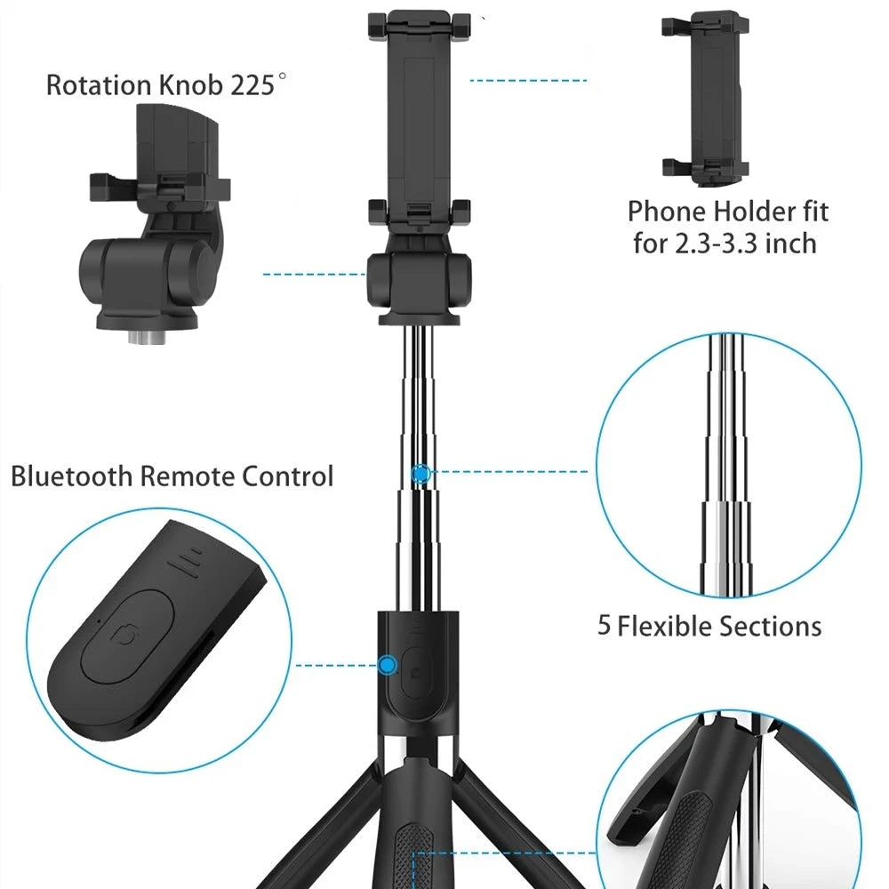 Selfie Stick Bluetooth Techsuit L01, Univerzalan, Crni