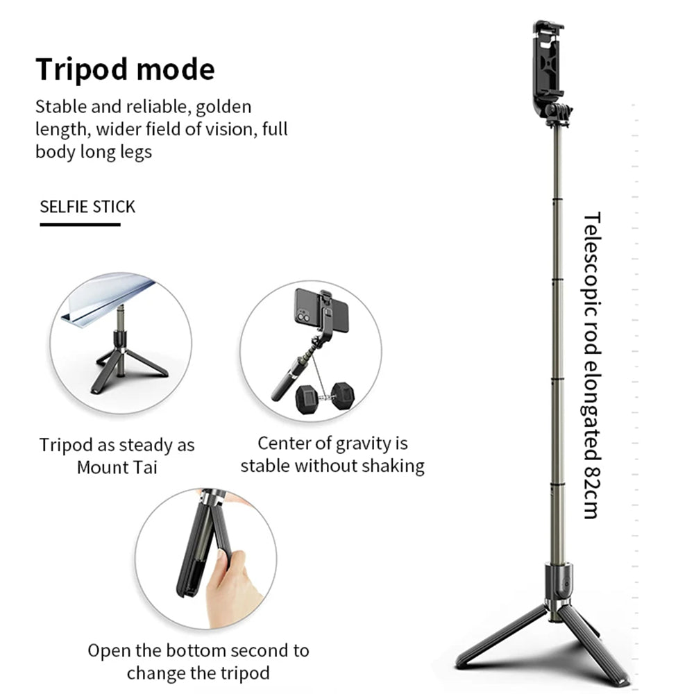 Selfie Stick Bluetooth Techsuit L03, Univerzalan, Crni