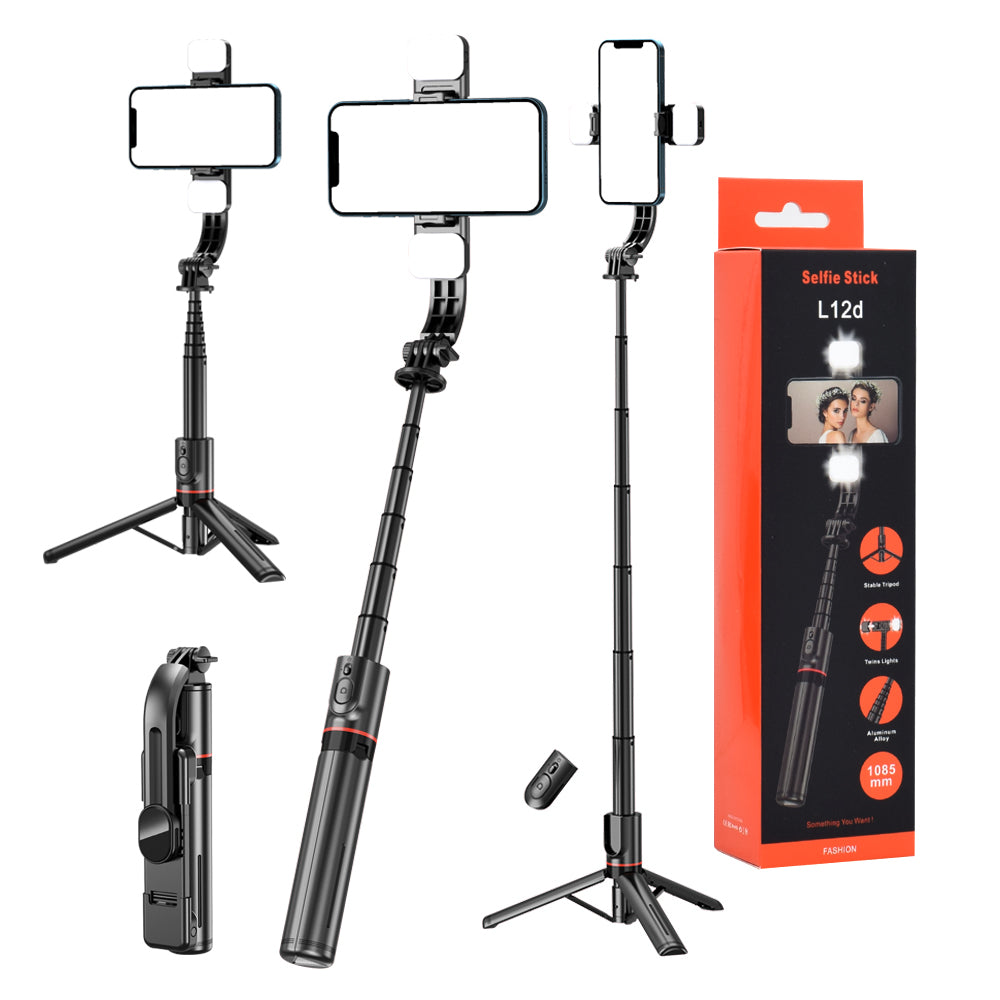 Selfie Stick Bluetooth Techsuit L12D, Univerzalan, Crni