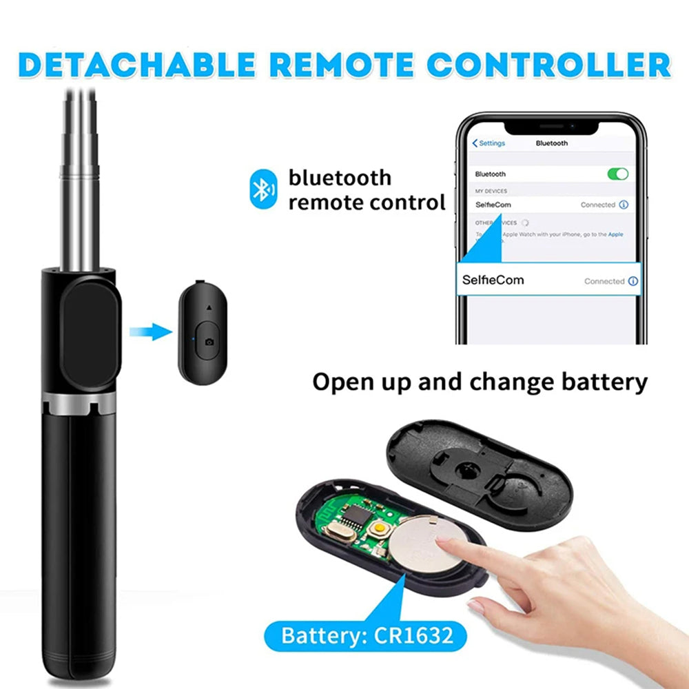 Selfie Stick Bluetooth Techsuit Q02, Univerzalan, Crni