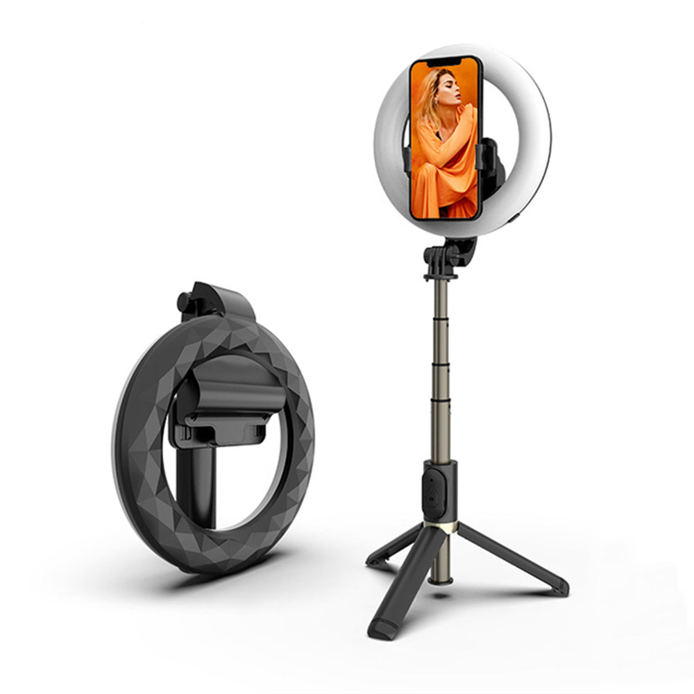 Selfie Stick Bluetooth Techsuit Q07 Ring Light, Univerzalan, Crni