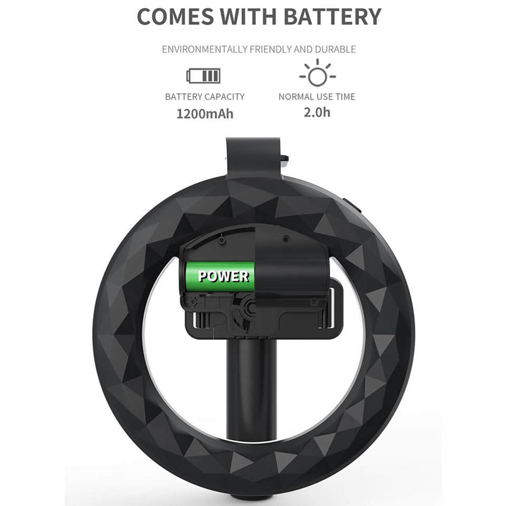 Selfie Stick Bluetooth Techsuit Q07 Ring Light, Univerzalan, Crni