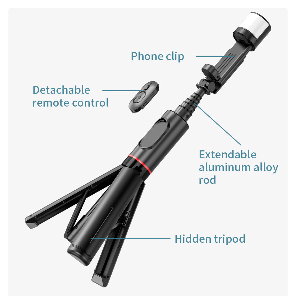 Selfie Stick Bluetooth Techsuit Q12S, Univerzalan, Crni