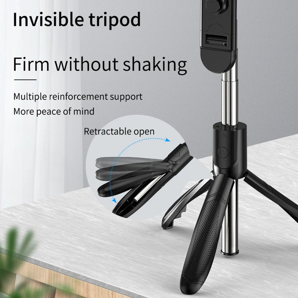 Selfie Stick Bluetooth Techsuit S01-S, Univerzalan, Crni